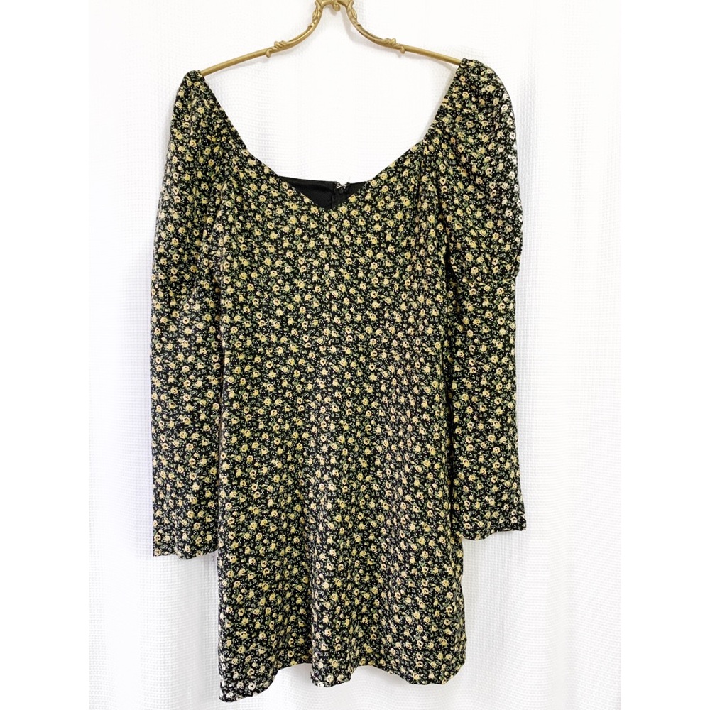 Row A puffed sleeve floral mini dress